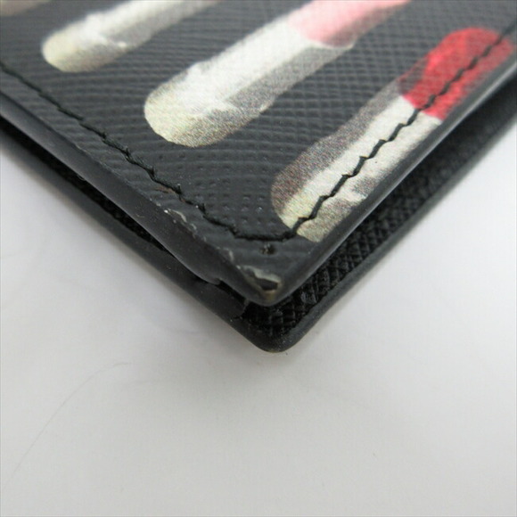 Prada Lipstick Bifold Wallet Black Saffiano - Picture 7 of 12